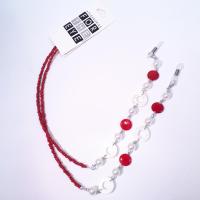 Chainette lunettes avec perles rouge