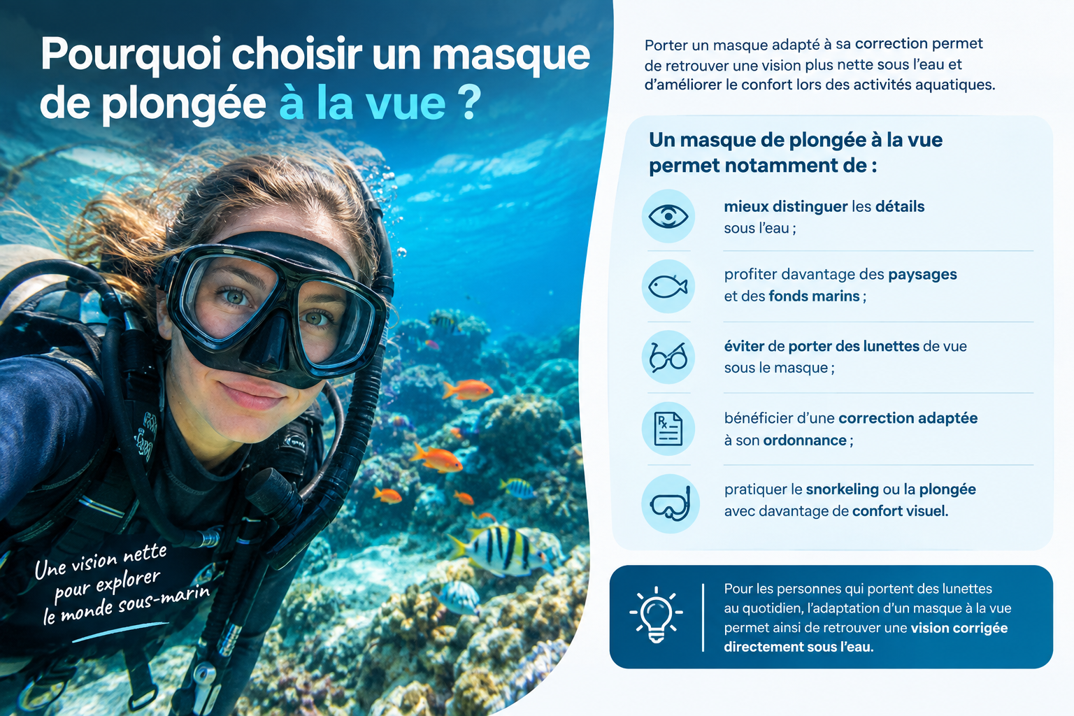 Masque de plongee a la vue